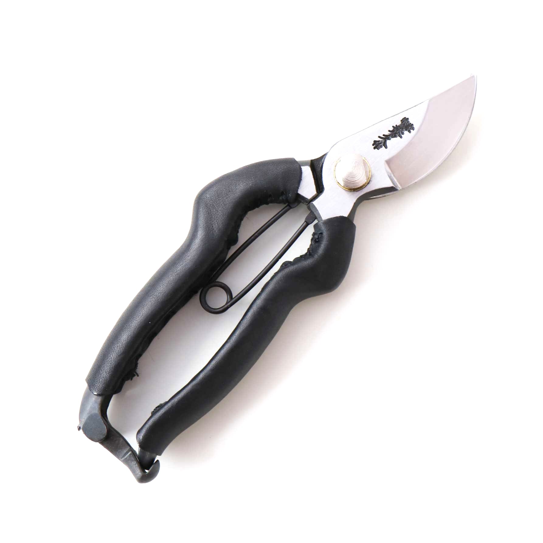 T25B Hand-Forged High-Carbon Steel Pruning Shears/Secateurs with Asymmetrical Ergonomic Grip and Black Leather Wrap, Size M