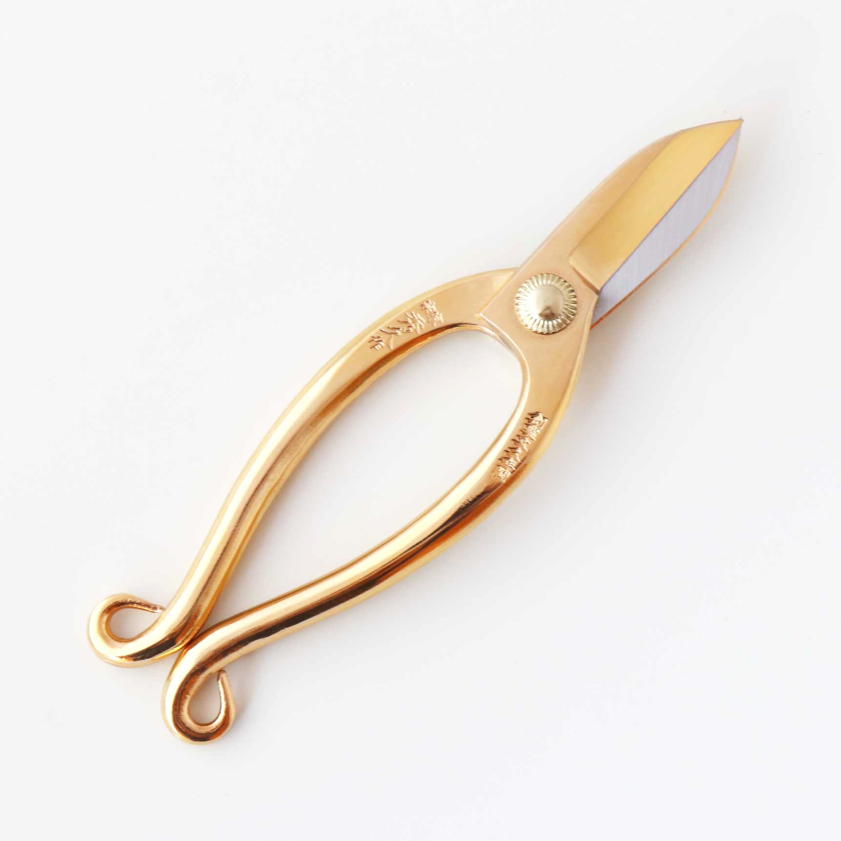 T8AU Traditional Japanese Ikebana Floral Shears, Gold Warabi-te Grip Forged High Carbon Steel 50mm Blade