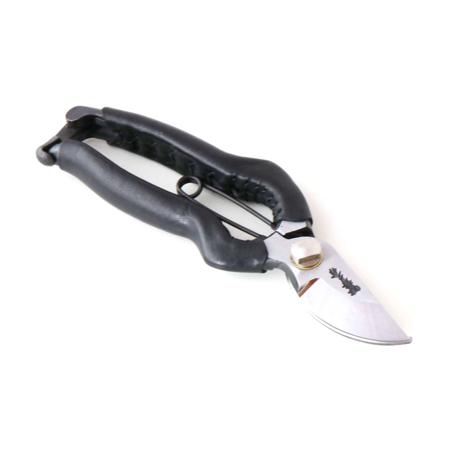 T25B Hand-Forged High-Carbon Steel Pruning Shears/Secateurs with Asymmetrical Ergonomic Grip and Black Leather Wrap, Size M