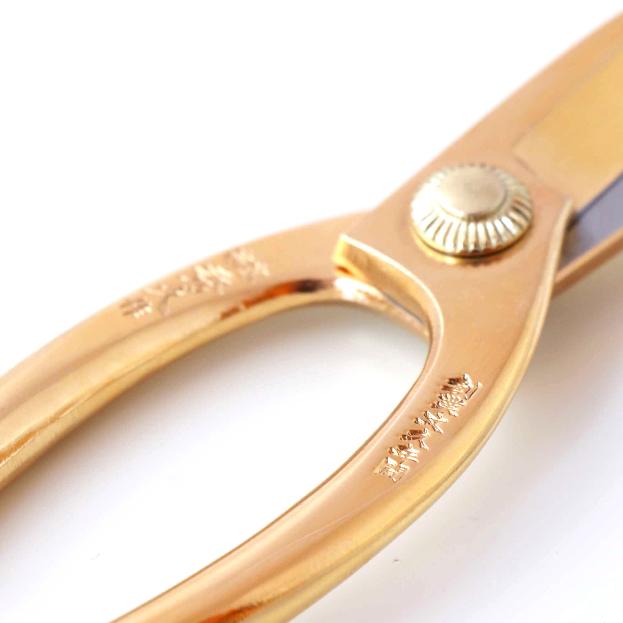 T8AU Traditional Japanese Ikebana Floral Shears, Gold Warabi-te Grip Forged High Carbon Steel 50mm Blade