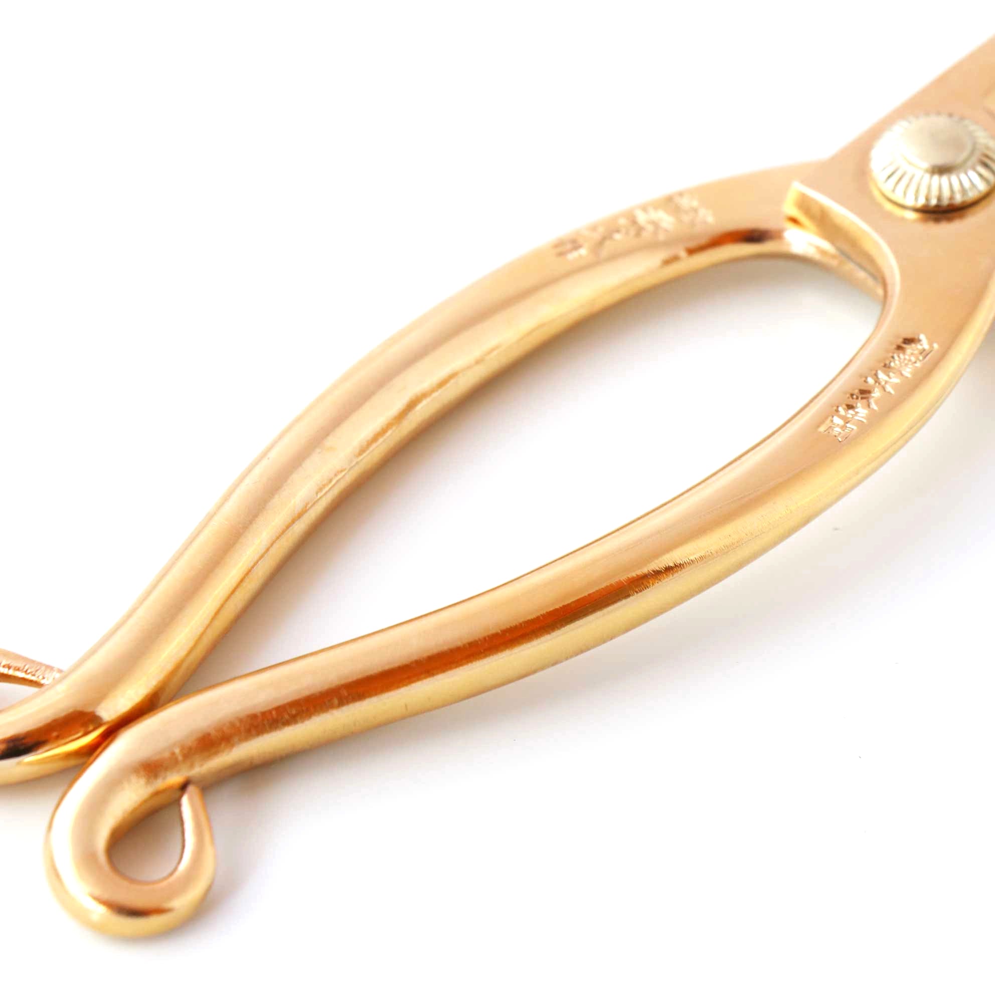 T8AU Traditional Japanese Ikebana Floral Shears, Gold Warabi-te Grip Forged High Carbon Steel 50mm Blade