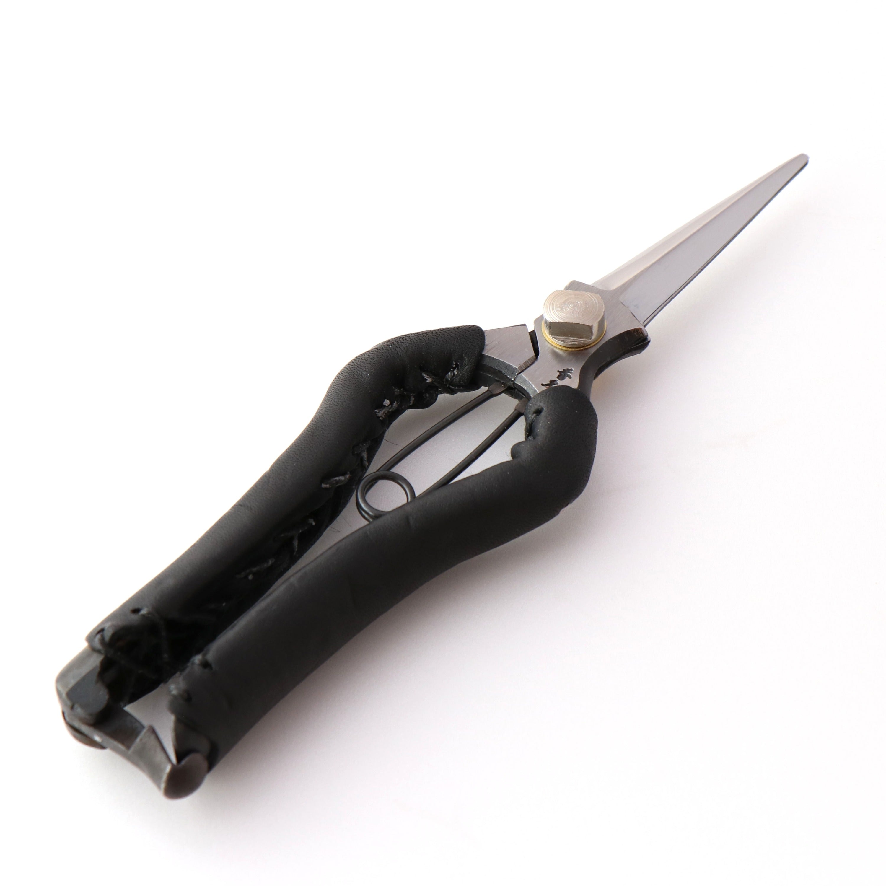 T17B Hand Forged Snips , High Carbon Steel Symmetrical Grip Leather Cover Black