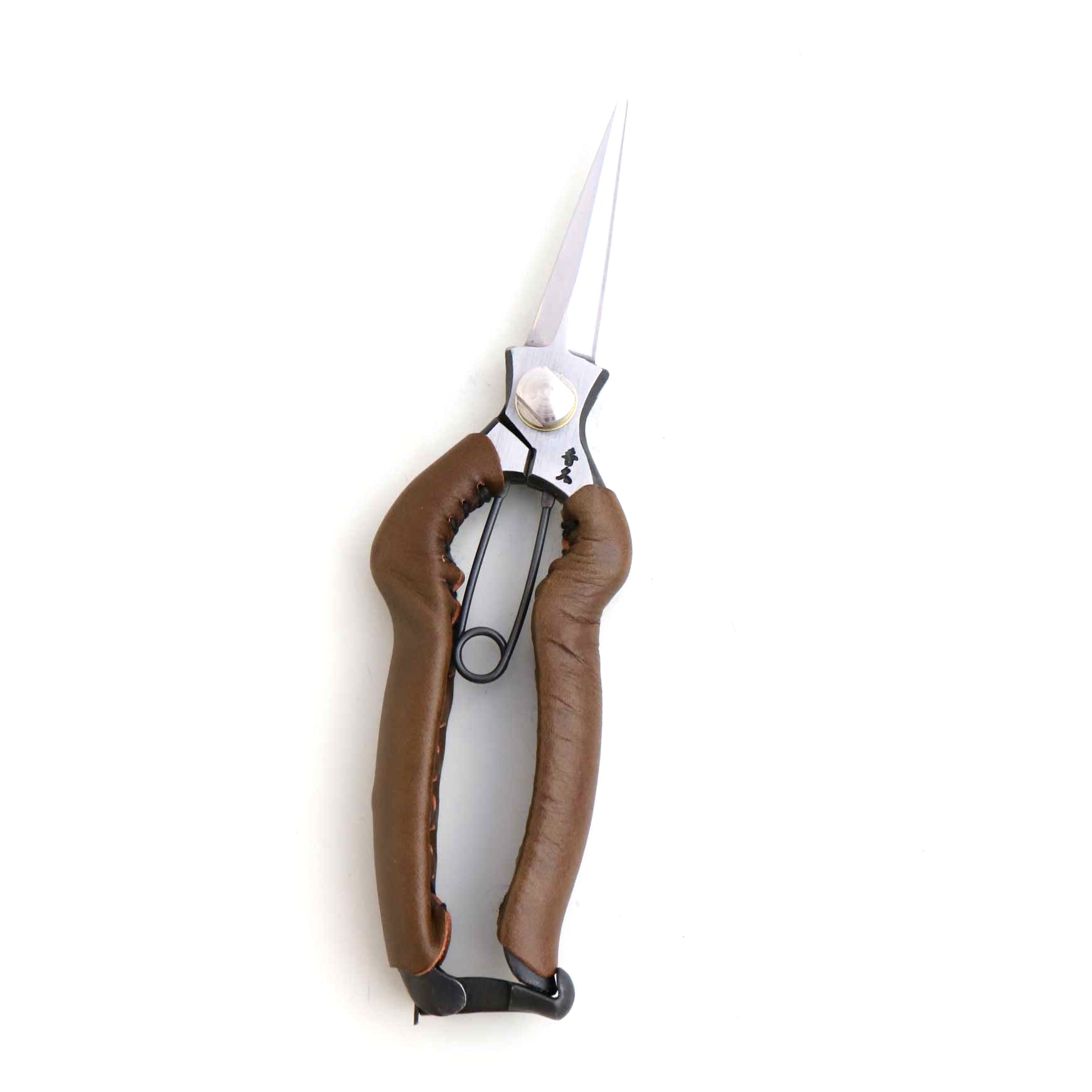 T27O Hand-Forged High Carbon Steel Snips with Asymmetrical Leather-Wrapped Grip