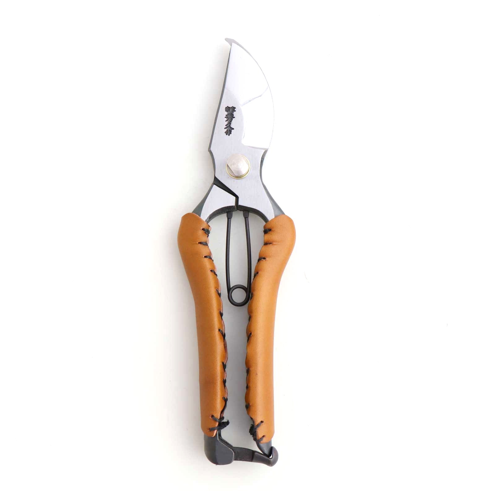 T34C Hand-Forged High-Carbon Steel Pruning Shears/Secateurs with Symmetrical Camel Leather Grip, Size L