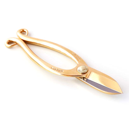 T8AU Traditional Japanese Ikebana Floral Shears, Gold Warabi-te Grip Forged High Carbon Steel 50mm Blade