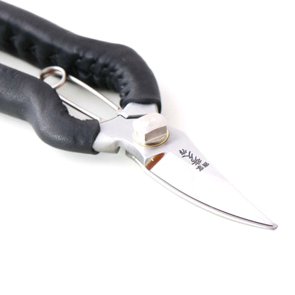 T526B Forged Multi Purpose Pruning Shears/Secateur, Stainless Steel Asymmetrical Ergonomic Grip w/ Black Leather Cover