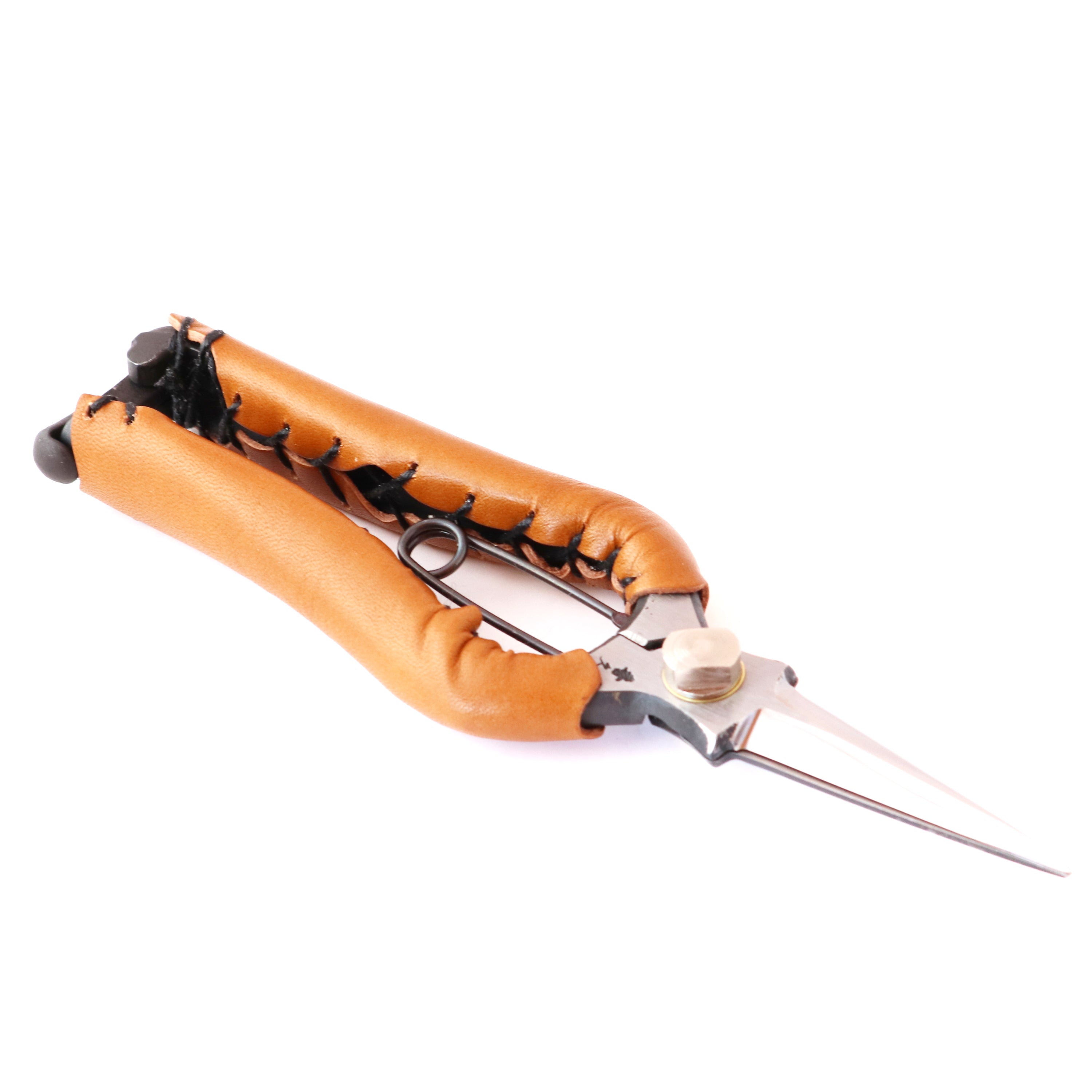 T17C Hand Forged Snips, High Carbon Steel Symmetrical Grip Leather Cover Camel