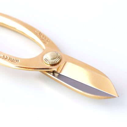T8AU Traditional Japanese Ikebana Floral Shears, Gold Warabi-te Grip Forged High Carbon Steel 50mm Blade