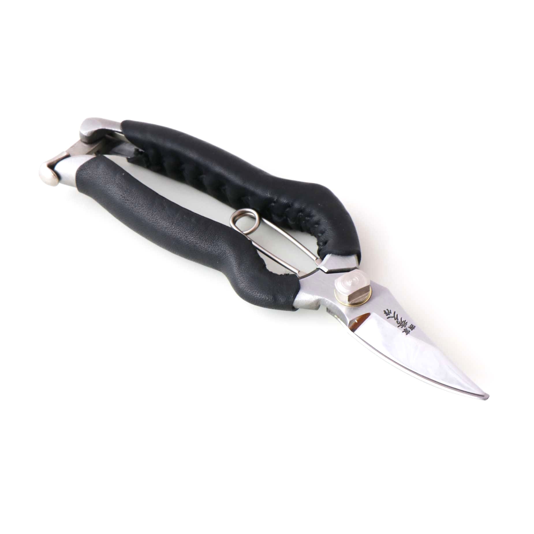 T526B Forged Multi Purpose Pruning Shears/Secateur, Stainless Steel Asymmetrical Ergonomic Grip w/ Black Leather Cover