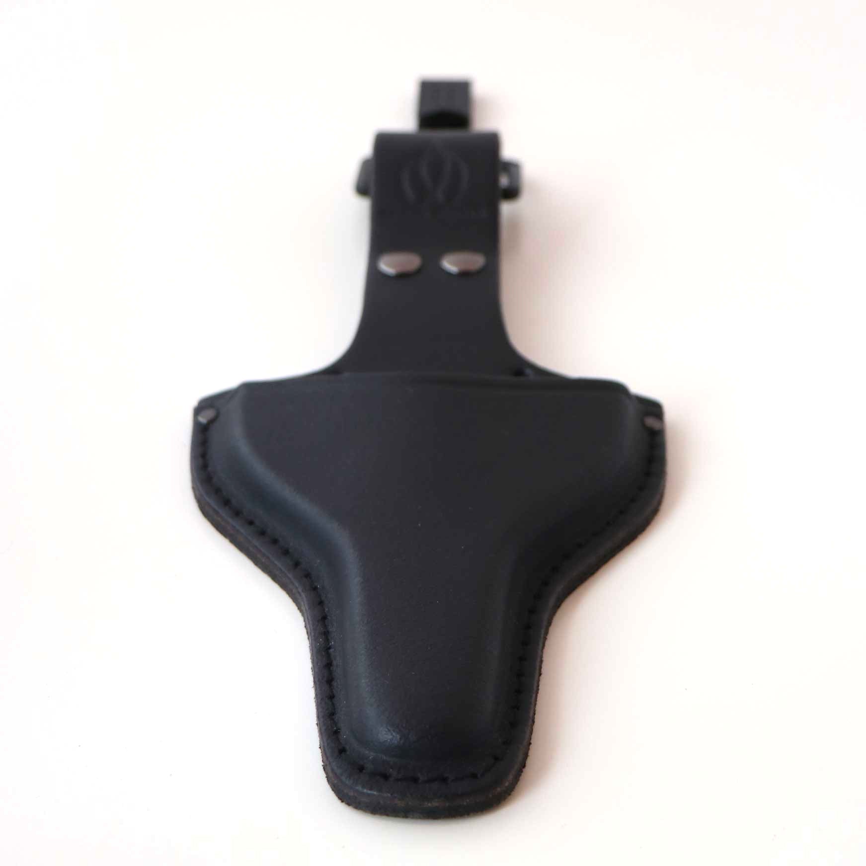 R6B Black Leather Holster/Pouch for Loop Handle Traditional Japanese Scissors w/ Belt Clip