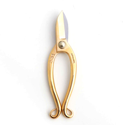 T8AU Traditional Japanese Ikebana Floral Shears, Gold Warabi-te Grip Forged High Carbon Steel 50mm Blade